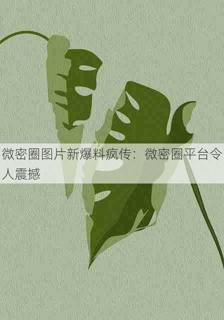 微密圈图片新爆料疯传:微密圈平台令人震撼